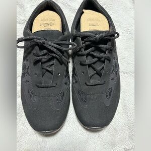 HOTTER Black Minimalist Sneakers with Suede Finish. Made in England.